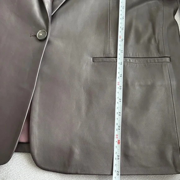 Vince Leather Shrunken Blazer Brown Size XL